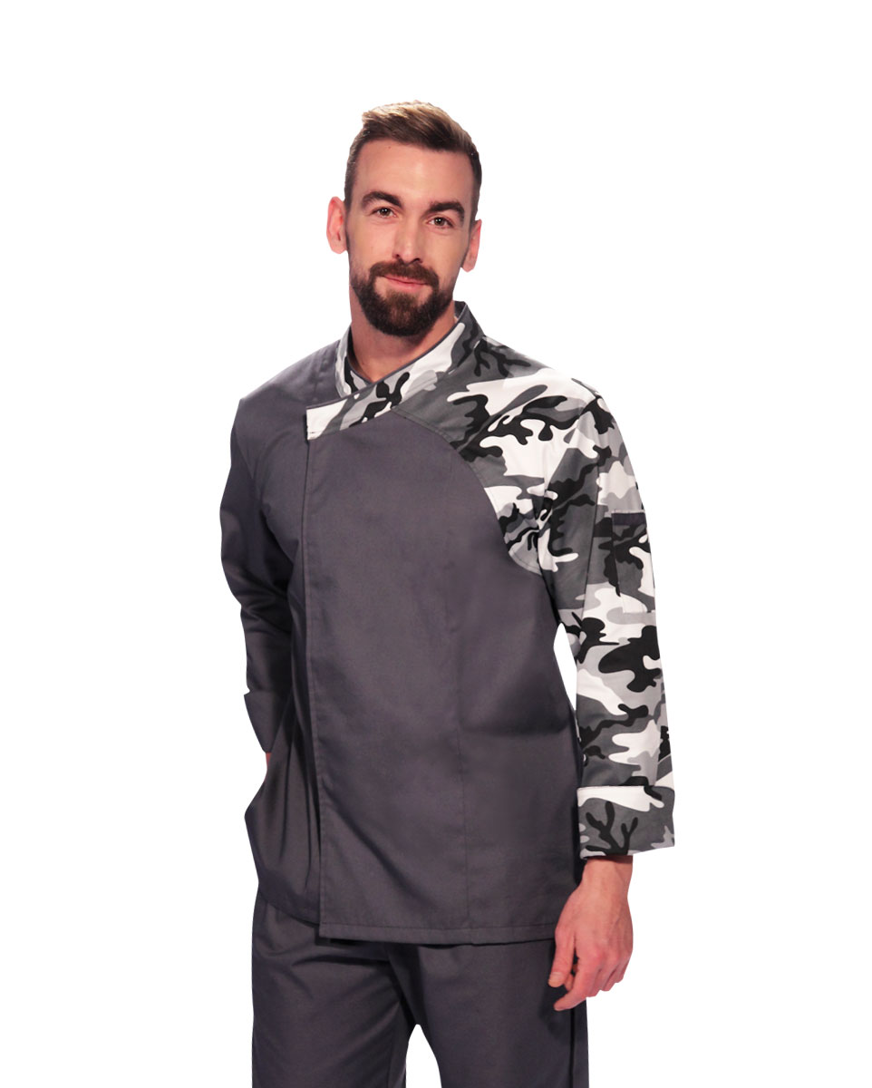 1114 Gri 1 Προϊόν Σακάκι Σεφ Hook - Uniform Σακάκι σεφ Hook της Uniform γκρί